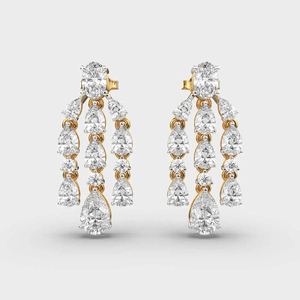 Lab Grown <b>Diamond</b> Chandelier <b>Earrings</b> 14K Gold Multi Strand Oval Pear Round Cut <b>Diamond</b> <b>Dangle</b> <b>Earrings</b> Bridal Wedding Wholesale - Product Image 1