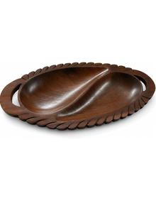 Bandeja Redonda de Madera para Servir y Almacenar, Bordes Tallados, Acabado Pulido, Diseño Moderno, Apta para Lavavajillas, Uso en Mesa, Un Compartimento, 2 cm de Grosor - Product Image 4