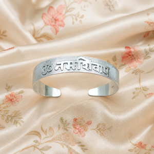 925 Sterling Silver Om Namah Shivaya Engraved Kada Bangles Hindu Spiritual Cuff Adjustable <b>Gold</b> Yellow <b>Gold</b> Plated Unisex Gift - Product Image 6
