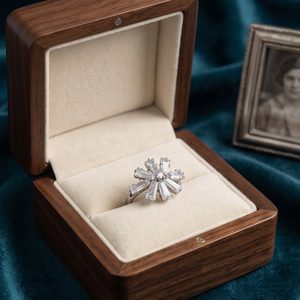 DIVYORO CRYSTAL BLOOM Vintage Oxidized <b>Silver</b> Plated Brass Women's <b>Ring</b> - Product Image 3