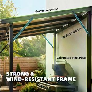 Gazebo Moderno con Tetto Rigido in Ferro e PVC, Design Quadrato Personalizzabile per Patio, Spiaggia, Giardini e Ville, con Schermo in Legno e Metallo - Product Image 4