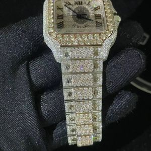 Splendide montre analogique à quartz pour homme, style antique, avec strass, boîtier carré, cristal saphir, chronographe de luxe, 28 mm - Product Image 2