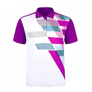 Polo de Manga Corta para Hombre, Estampado Geométrico, Secado Rápido, Estilo Deportivo, Morado, Blanco, Azul, Rosa - Product Image 1