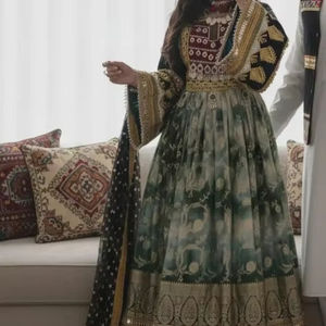 Vestido bordado de color morado de moda con chaleco a juego para parejas, vestidos formales vintage afganos - Product Image 5