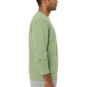 Sweat-shirt à col rond vert uni pour homme, 100% coton, coupe classique, pull décontracté à manches longues, vêtement d'automne - Product Image 3