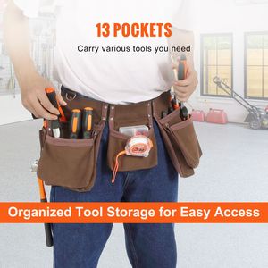 Cintura Porta Attrezzi in Pelle con 13 Tasche, Regolabile 29-54 Pollici, con Doppio Anello per Martello, Borsa Porta Utensili Resistente, Personalizzabile OEM - Product Image 5
