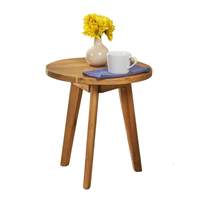 Table d'appoint moderne en bois massif d'acacia pour l'extérieur - Finition naturelle imperméable et durable pour salon, chambre, salle de bain et jardin