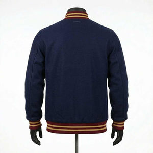 Chaqueta Varsity Azul Marino para Hombre, con Nombre del Equipo Bordado 00, Estilo Preppy, Cuello Camisero, Lana y Poliéster, para Otoño - Product Image 2