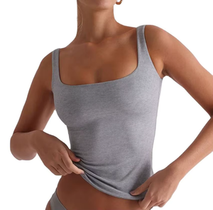 Top Corto de Mujer con Cuello Cuadrado, Sin Mangas, Ajustado, Blanco Sólido, Tejido de Punto, Primavera Verano, Minimalista, Transpirable - Product Image 6