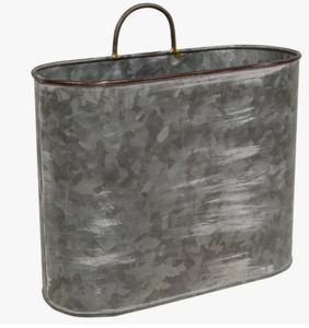 Set Of 3 Galvanized Metal Oval Wall Planters Farmhouse Style Indoor Outdoor Hanging Half Bucket Decoration In Affordable Price - Product Image 3