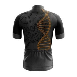 Maillot de cyclisme personnalisé pour homme, noir, manches courtes, avec impression DNA, design sublimé, évacuation de l'humidité, coupe ajustée, toutes saisons - Product Image 4