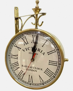 Vintage Iron Railway Round Analog Quartz <b>Battery</b> Powered Pendulum Style Metal Hanging Wall <b>Clock</b> for Living Room Decor - Product Image 3