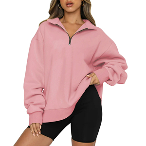Sudadera de cuello alto con cremallera de 1/4, gruesa y extragrande, personalizada para mujer, precio económico, venta al por mayor, OEM, moda - Product Image 1