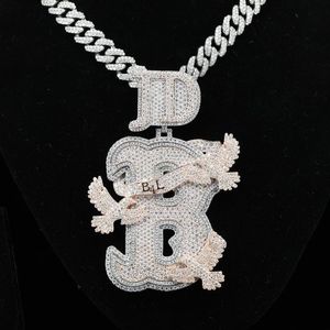 Luxury 925 Sterling Silver Moissanite Diamond Pendant <b>Iced</b> <b>Out</b> Letter Angel Wing Charm Hip Hop <b>Chain</b> Jewelry Unisex Gift Shine - Product Image 6