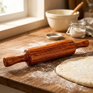 Rodillo de Madera de Acacia para Cocina, Rodillo de Madera Natural para Roti, Chapati, Paratha, Pizza, Herramienta para Hornear y Cocinar - Product Image 5
