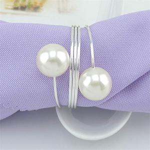 Adjustable White Bead Napkin <b>Ring</b> Engagement Anniversary Parties Dining Tableware Unique Napkin <b>Rings</b> For Sale <b>Cheap</b> Price - Product Image 6
