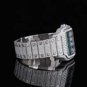 Montre de luxe pour homme sertie de diamants carrés, cadran bleu romain, acier inoxydable, automatique, haut de gamme - Product Image 2