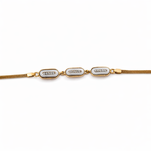 18ct Gold White Enamel <b>Crystal</b> Bar Link <b>Bracelet</b> for Women Elegant Minimalist Chain Jewelry Wedding Party Daily Wear Gift - Product Image 3