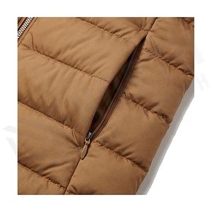 Quilted Vest Women Stand Collar Zipper Closure Brown Winter Jacket Polyester Filling Solid Color Regular Length - Product Image 5