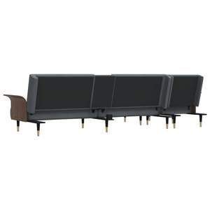 Sofá Cama Moderno en Forma de L, Plegable, de Terciopelo Gris Oscuro, Diseño Contemporáneo - Product Image 6