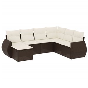 Conjunto de Sofás de Jardín Marrón, Muebles de Ratán para Exteriores con Cojines de Espuma de Alta Densidad, Diseño Contemporáneo Impermeable - Product Image 4