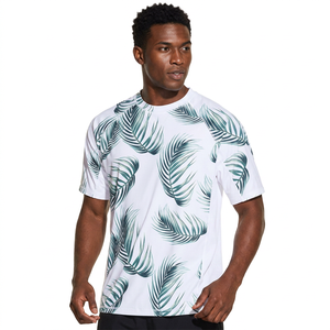 Chemise à manches courtes en polyester à séchage rapide pour homme, imprimé feuilles tropicales blanches - Product Image 6