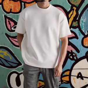 Camiseta de Manga Corta para Hombre, 100% Algodón, Tejido de Punto, Color Liso, Transpirable, Estilo Casual, Holgada, Estilo Urbano - Product Image 2