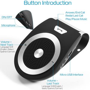 Kit Vivavoce Wireless V4.1 per Auto con Ricevitore Audio Bluetooth, Chiamate a Mani Libere e Lettore Musicale per Parasole - Product Image 4