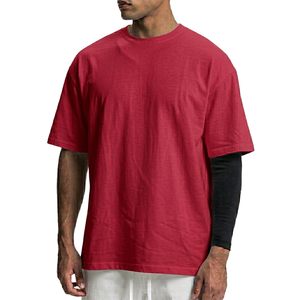 T-shirt Homme Personnalisé Uni Décontracté à Manches Courtes Tricoté Brodé Lourd de Haute Qualité Coupe Slim Tendance - Product Image 1