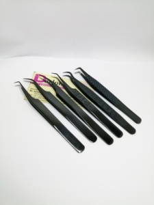 Pinces à cils pour extensions de cils, marque privée, qualité supérieure, pointe en fibre, pour volume russe, ensemble de pinces à cils - Product Image 1