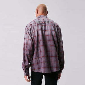 Chemises décontractées pour hommes, coupe ajustée, manches longues, en flanelle à carreaux avec doublure sergé, coton/polyester, personnalisables, avec étiquette de soin sur mesure – Tendance actuelle - Product Image 3