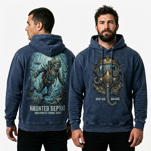 Sweat à capuche tie-dye vert forêt pour homme, imprimé personnalisé crâne, fil barbelé et rose, streetwear, délavage vintage, coupe oversize, fabricant - Product Image 4