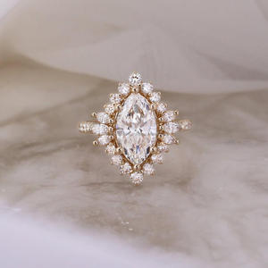 Igi/gia วงแหวนแต่งงาน/แหวนหมั้นเพชรแนววินเทจ14K สีเหลืองสีขาวทองสีขาว/แต่งงานใช้ได้ทั้งผู้หญิงและผู้ชาย - Product Image 3