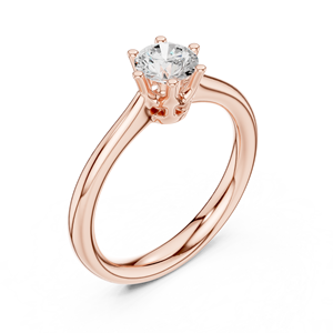 Anillo Solitario de Moissanita con Corte Brillante Redondo Color D - Anillo de Plata de Ley Chapado en Oro Rosa de 14K con 6 Puntas para Ella - Product Image 4