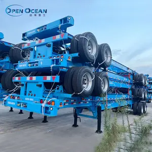 Detachable 3 Axles Semi Trailer 40FT 40 Tons Skeleton Chassis Truck Container Flatbed Trailer Tractor Trailer