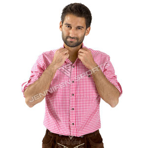 Chemises habillées bavaroises pour hommes à manches longues, rose et blanc, pour l'Oktoberfest, prix raisonnable, service OEM - Product Image 5