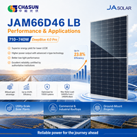 Panneau solaire bifacial double vitrage JA Solar JAM66D46 LB 715-740W de type N, module photovoltaïque haute efficacité pour projets solaires utilitaires