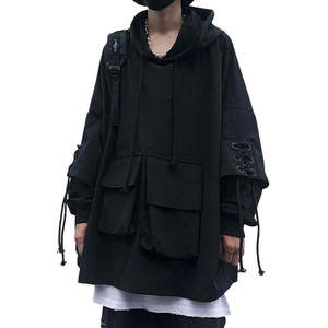 Men's Techwear Hoodie Cyberpunk Tactical Streetwear Cargo Pullover Multi-Pocket Harajuku Urban Darkwear Hip Hop <b>Gothic</b> <b>Jacket</b> - Product Image 1