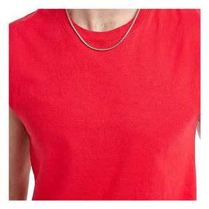 เสื้อกล้ามคอกลมแขนกุดสีแดงสำหรับผู้ชายแบบลำลองถักนิตติ้งสีทึบพอดีตัว - Product Image 3