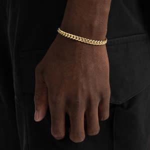 14K Yellow Gold Miami Cuban Link Bracelet Classic Cuban Chain Bracelet for <b>Men</b> Fine Gold Jewelry - Product Image 2