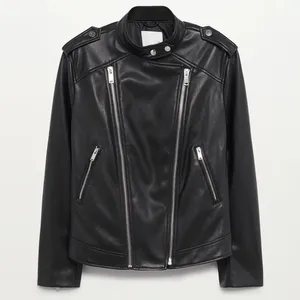 Chaqueta de cuero roja y negra de moda para mujer, estilo urbano, top corto con letras, chaqueta sexy para exteriores, ¡en oferta! - Product Image 1