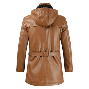 New Style <b>Men's</b> Jacket Manteau <b>Men</b> Plus Size <b>Long</b> <b>Coats</b> Fashion <b>Men's</b> Brown Leather Jackets - Product Image 3