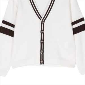 Cardigan blanc à col en V pour homme Tiki Taka Sports, de haute qualité, tendance, patchwork, dentelle, laine/nylon, vêtements d'hiver, manches longues, simple - Product Image 6