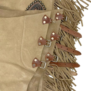 Western Cowboy Suede Leather Floral Tooled Chink <b>Chaps</b> for Adults Horse <b>Riding</b> Apparel Suede Leather <b>Chaps</b> - Product Image 6