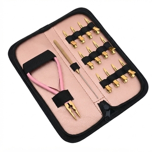 Kit d'extensions capillaires en micro-anneaux et nano-anneaux en acier inoxydable, avec pince à sertir à 2 trous, crochet de tirage et accessoires de sectionnement - Product Image 6