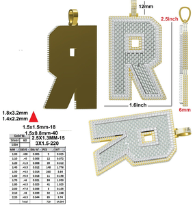 Collar con Colgante de Letra R con Incrustaciones de Diamantes, Plata de Ley 925, Estilo Hip Hop, Corte Baguette, Moissanita - Product Image 4