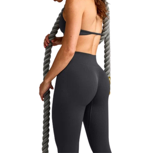 Leggings Deportivos Sin Costuras para Mujer, de Alta Elasticidad, Ajustados al Cuerpo, para Yoga, Gimnasio, Fitness, Running y Entrenamiento, con Logotipo Gris - Product Image 2