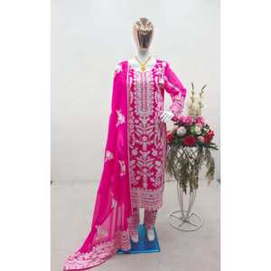 Haut de soirée brodé de créateur - Sarara et Dupatta pour robes de bal - Product Image 5