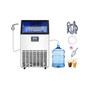 Macchina per il ghiaccio commerciale da 100 libbre/24 ore con capacità di stoccaggio di 33 libbre e 45 cubetti di ghiaccio in 15 minuti - Display digitale a LED - Product Image 1