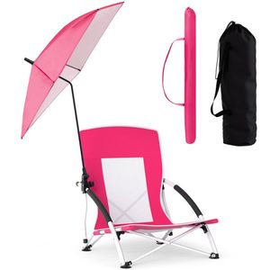 Set di 2 Sedie da Spiaggia Pieghevoli Portatili per Adulti con Parasole Regolabile e Design Resistente - Product Image 1